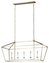 Dianna Five Light Medium Linear Chandelier, Satin Brass