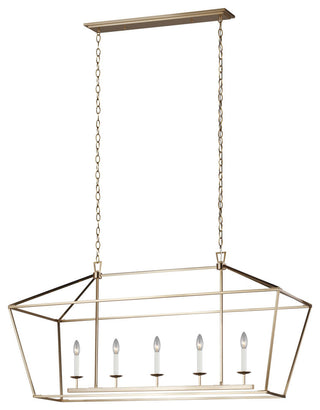 Dianna Five Light Medium Linear Chandelier, Satin Brass