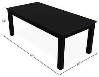 24" x 48" Marine Grade Outdoor Coffee Table, Black
