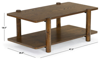 Safavieh Couture Edisyn 2 Shelf Wood Coffee Table, Medium Oak