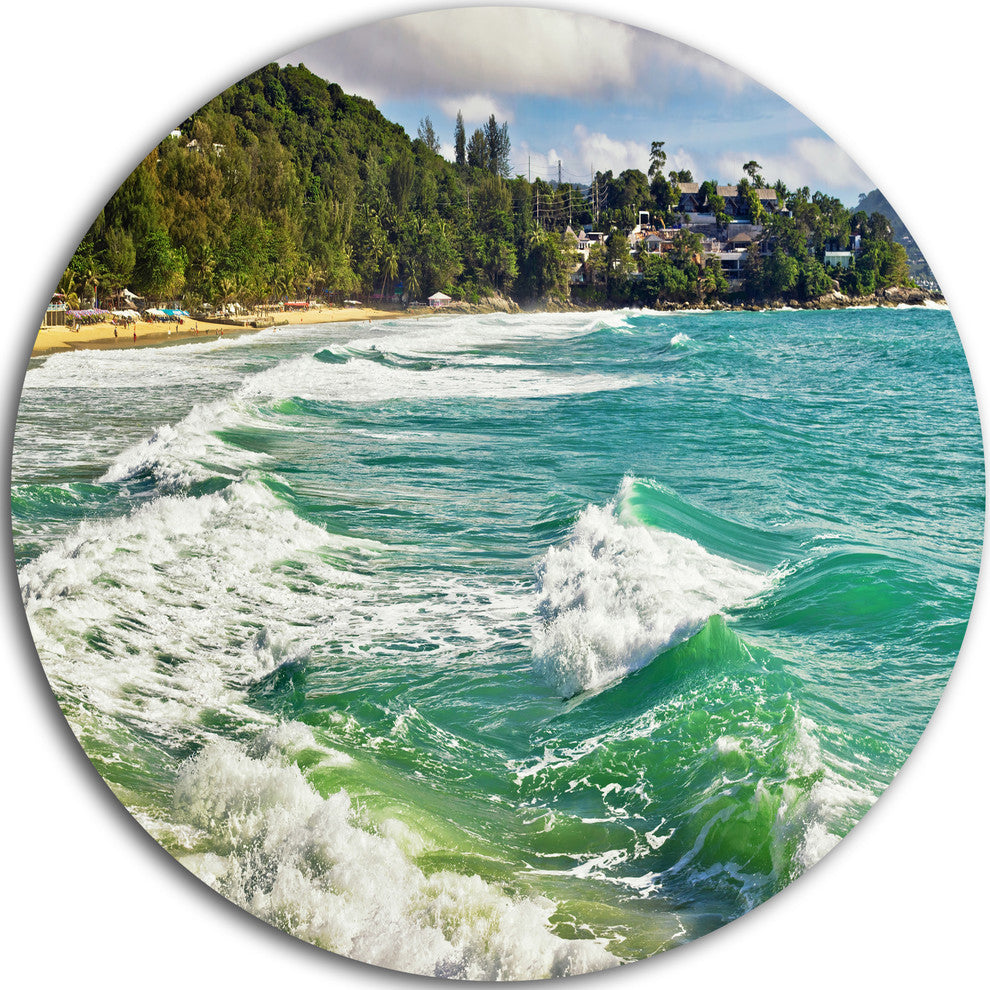 Exotic Tropical Beach Blue Waters, Beach Round Wall Art, 11"