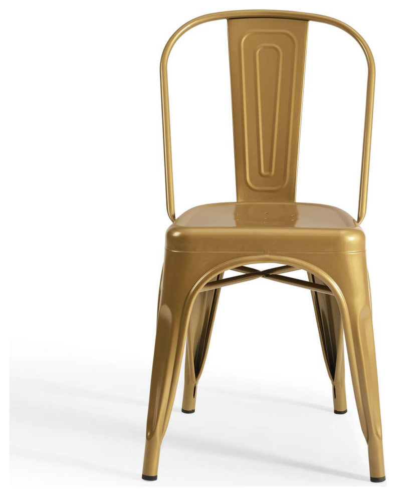 Side Dining Chair, Set of 2, Metal, Gold, Modern, Bistro Restaurant Hospitality