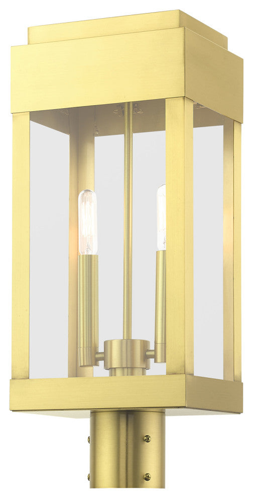 Satin Brass Transtional,  Modern Classic, Outdoor Post Top Lantern