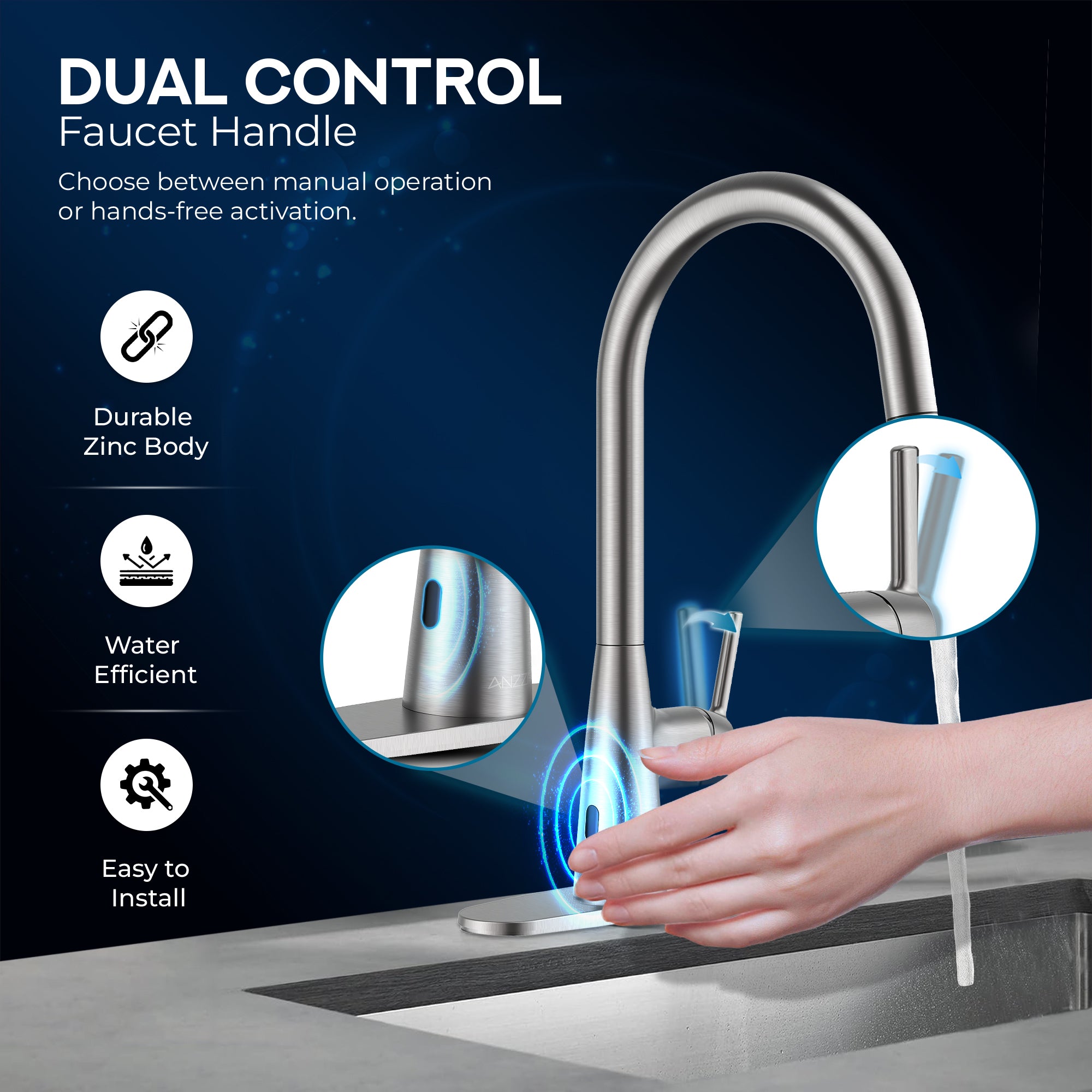 Modern Touchless Kitchen Faucet, Brushed Nickel