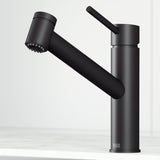 VIGO Branson 9" H Single Handle Pull-Out Sprayer Kitchen Faucet, Matte Black, Without Extras