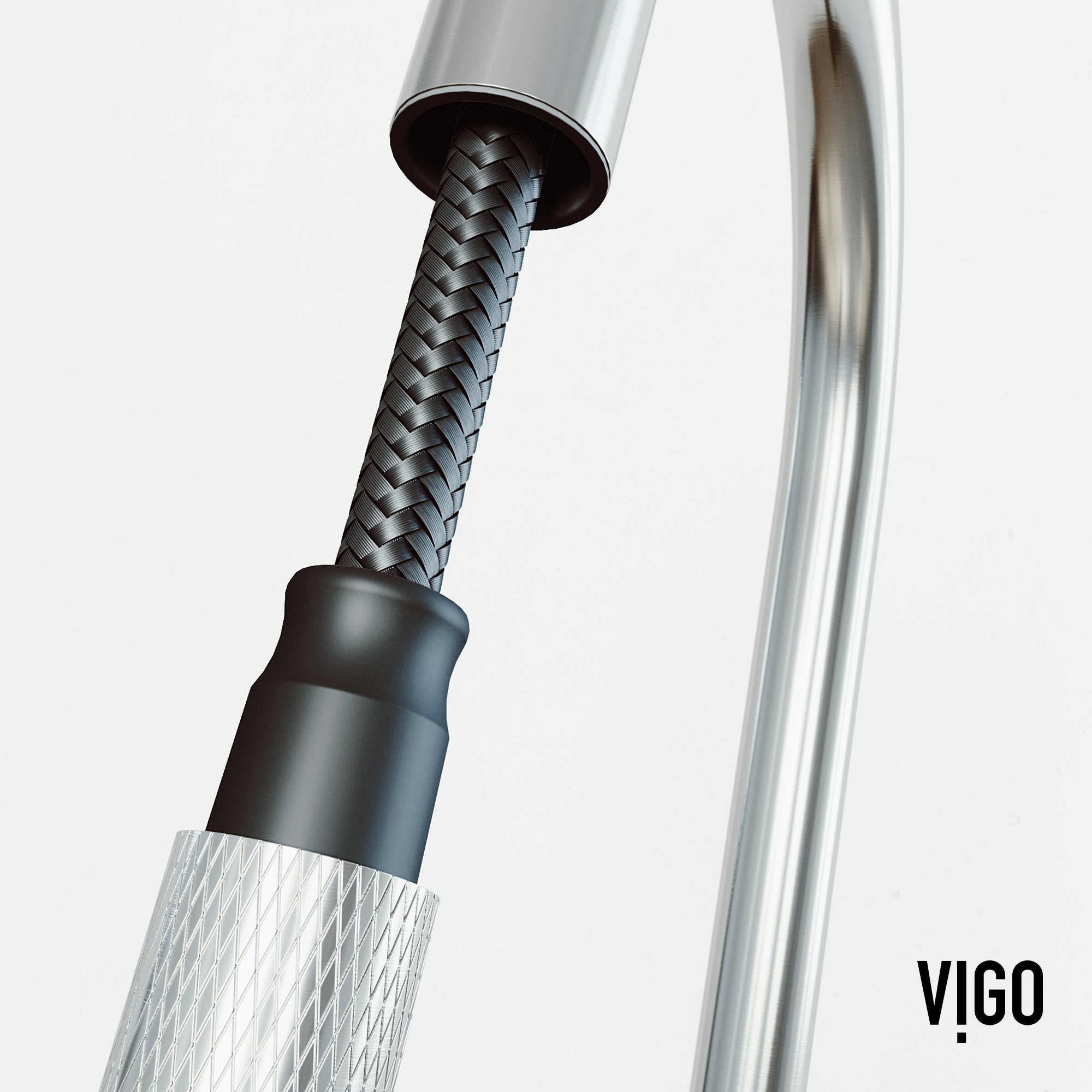 VIGO Bristol 19" H Single Handle Pull-Down Sprayer Kitchen Faucet, Stainless Steel, Without Extras