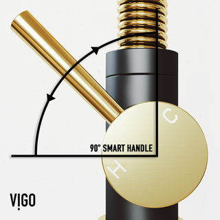 VIGO Brant 19" H Single Handle Pull-Down Sprayer Kitchen Faucet, Matte Brushed Gold/Matte Black, Without Extras