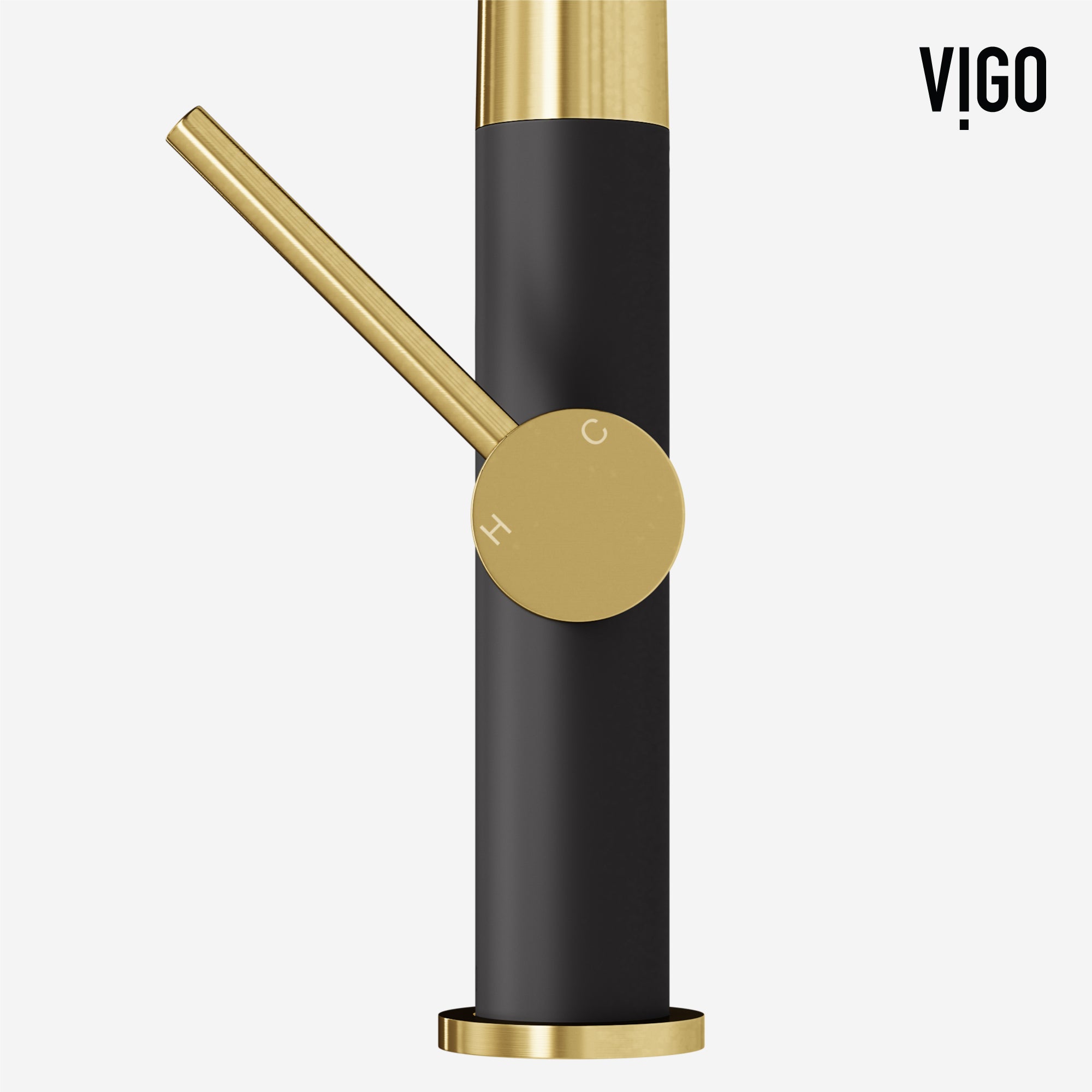 VIGO Greenwich 18" H Single Handle Pull-Down Sprayer Kitchen Faucet, Matte Brushed Gold/Matte Black, No Sensor, Without Extras