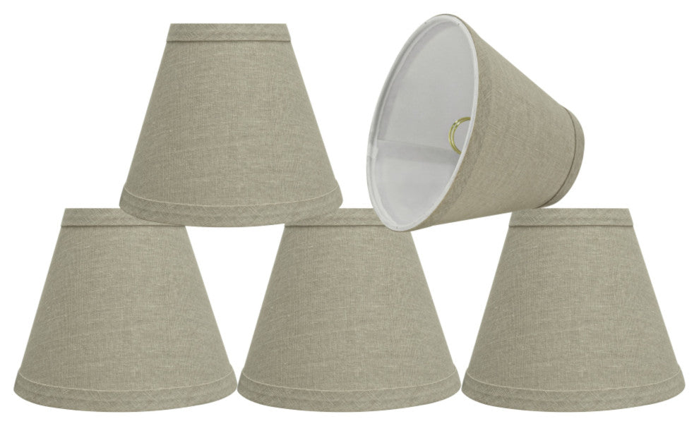 32112-5 Small Hardback Empire  Chandelier Clip On Lamp Shade Khaki 3"x6"x5"