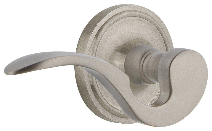 Classic Rose With Manor Lever, Satin Nickel, Passage, Right-Handed