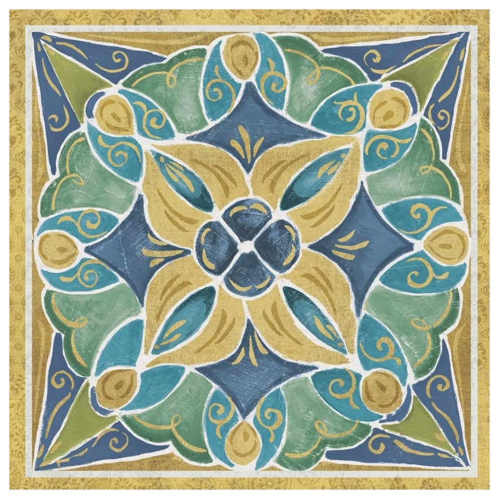 "Free Bird Mexican Tiles II" Digital Paper Print by Daphne Brissonnet, 38"x38"