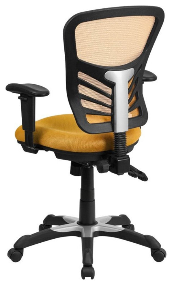 Pemberly Row Contemporary Mid Back Mesh Swivel Office Chair in Yellow
