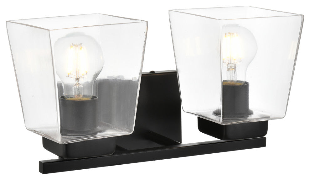 2 Light Black And Clear Bath Sconce