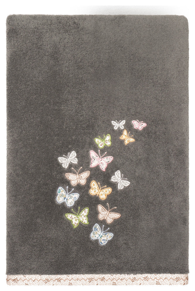 Linum Home Textiles 100% Turkish Cotton MARIPOSA 4PC Embellished Towel Set