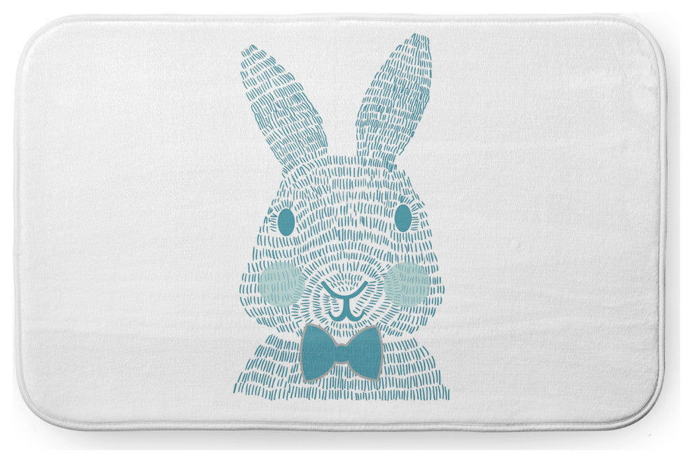 34" x 21" Monochrome Bunny Bathmat, Explorer Blue