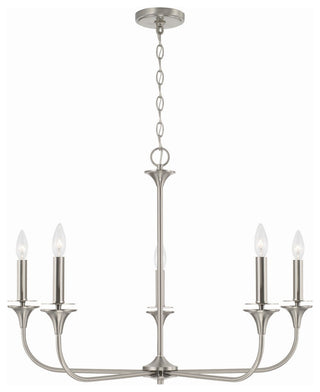 Presley Five Light Chandelier, Brushed Nickel