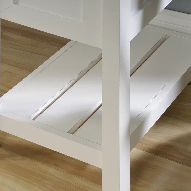 Cottage Desk, Double Pedestal Design With Drawers & Open Shelves, Soft White