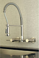 Gourmetier Concord 2-Handle Wall Mount Pull-Down Kitchen Faucet, Brushed Nickel