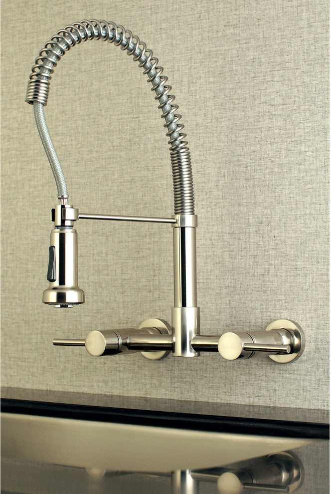 Gourmetier Concord 2-Handle Wall Mount Pull-Down Kitchen Faucet, Brushed Nickel