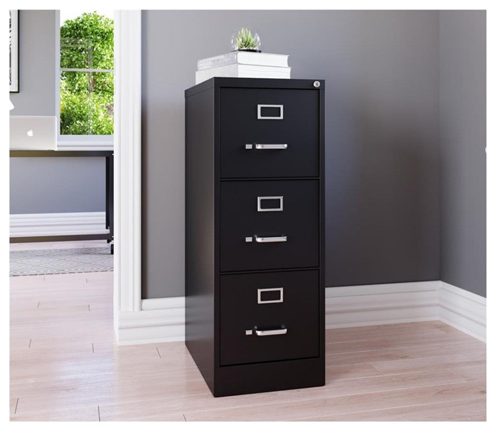 Hirsh 22-in Deep 3 Drawer - Letter Width - Vertical Metal File Cabinet - Black
