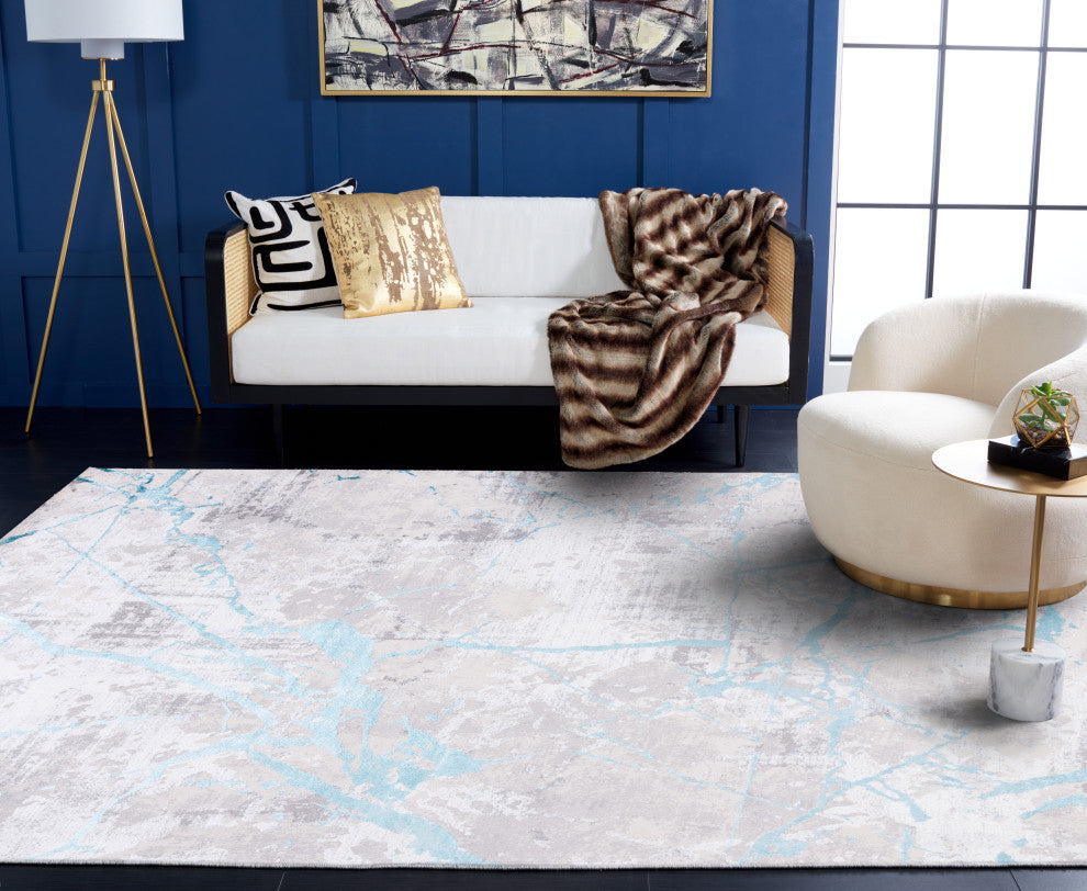 Safavieh Amelia Collection, ALA293 Rug, Grey/Aqua, 5'5"x7'7"