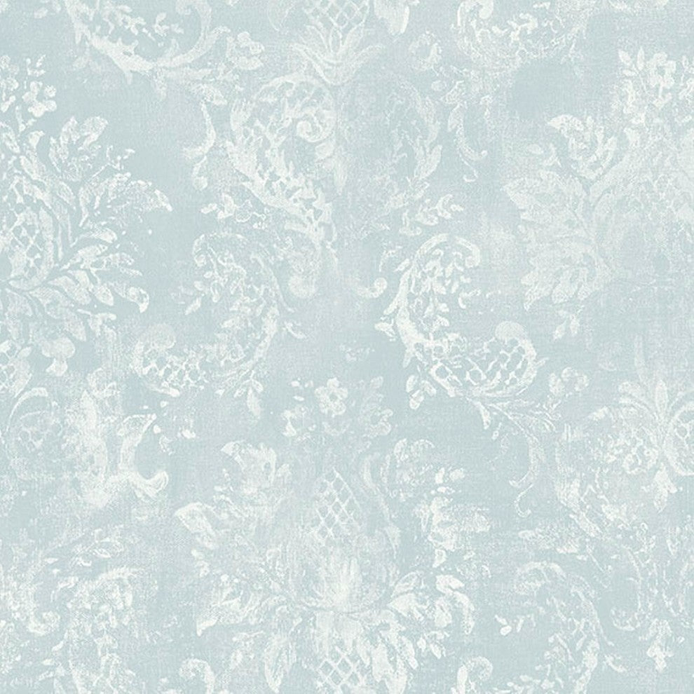 Stripes And Damasks, Classic Damask Stripes Light Blue Wallpaper Roll