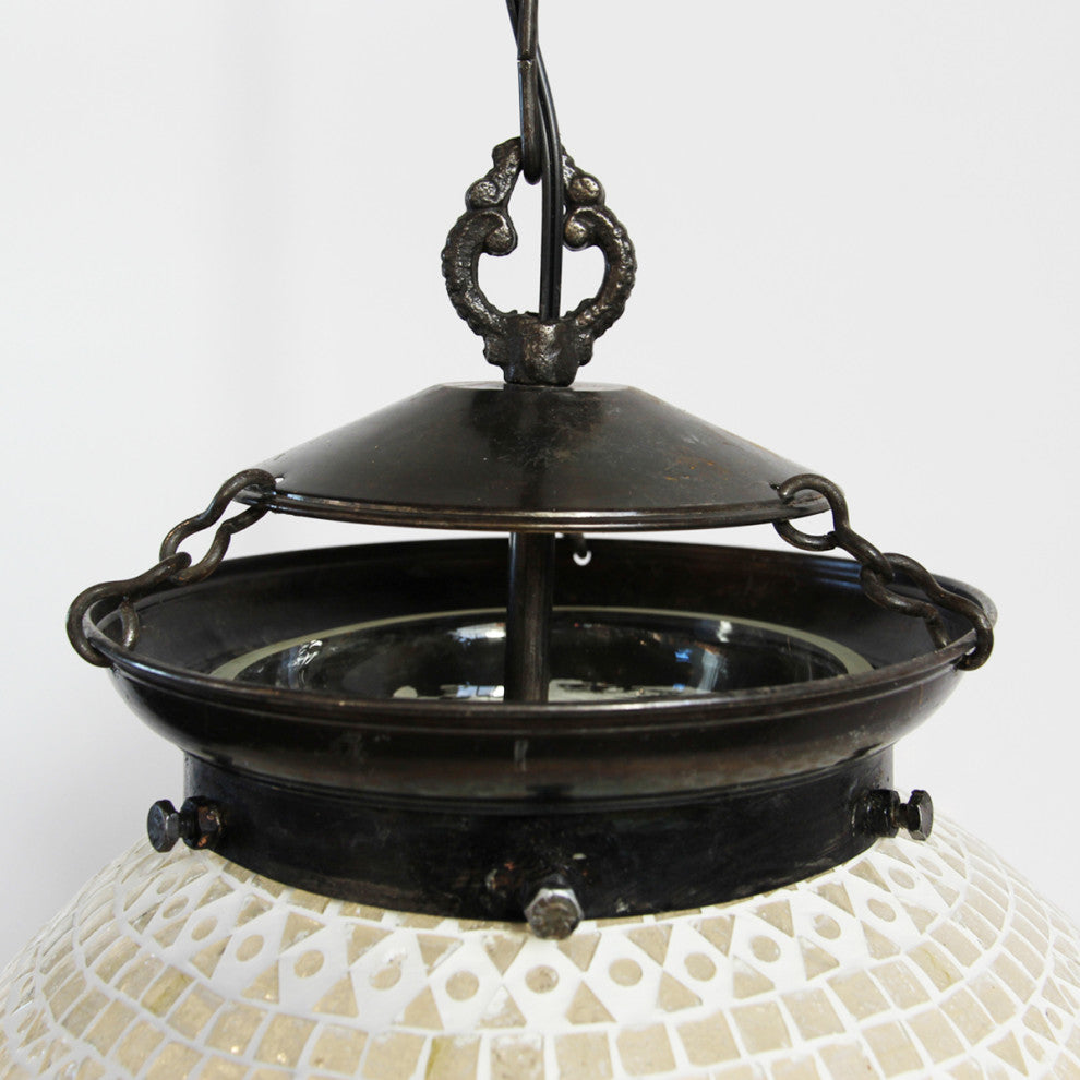 White Mosaic Globe Lantern