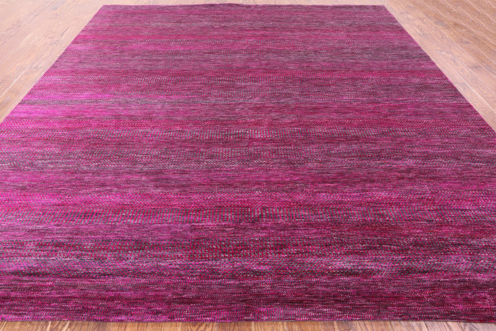 10' Square Hand-Knotted Super Savannah Gabbeh Wool and Silk Rug Q6098