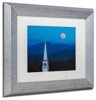 Blanchette Photography 'Moon over Vermont', Silver Frame, White Matte, 14"x11"