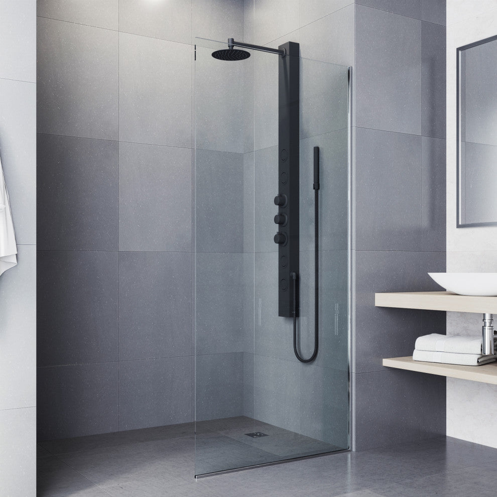 Sutton 58" H x 4" W 4-Jet Shower Panel with Round Shower Head, Matte Black