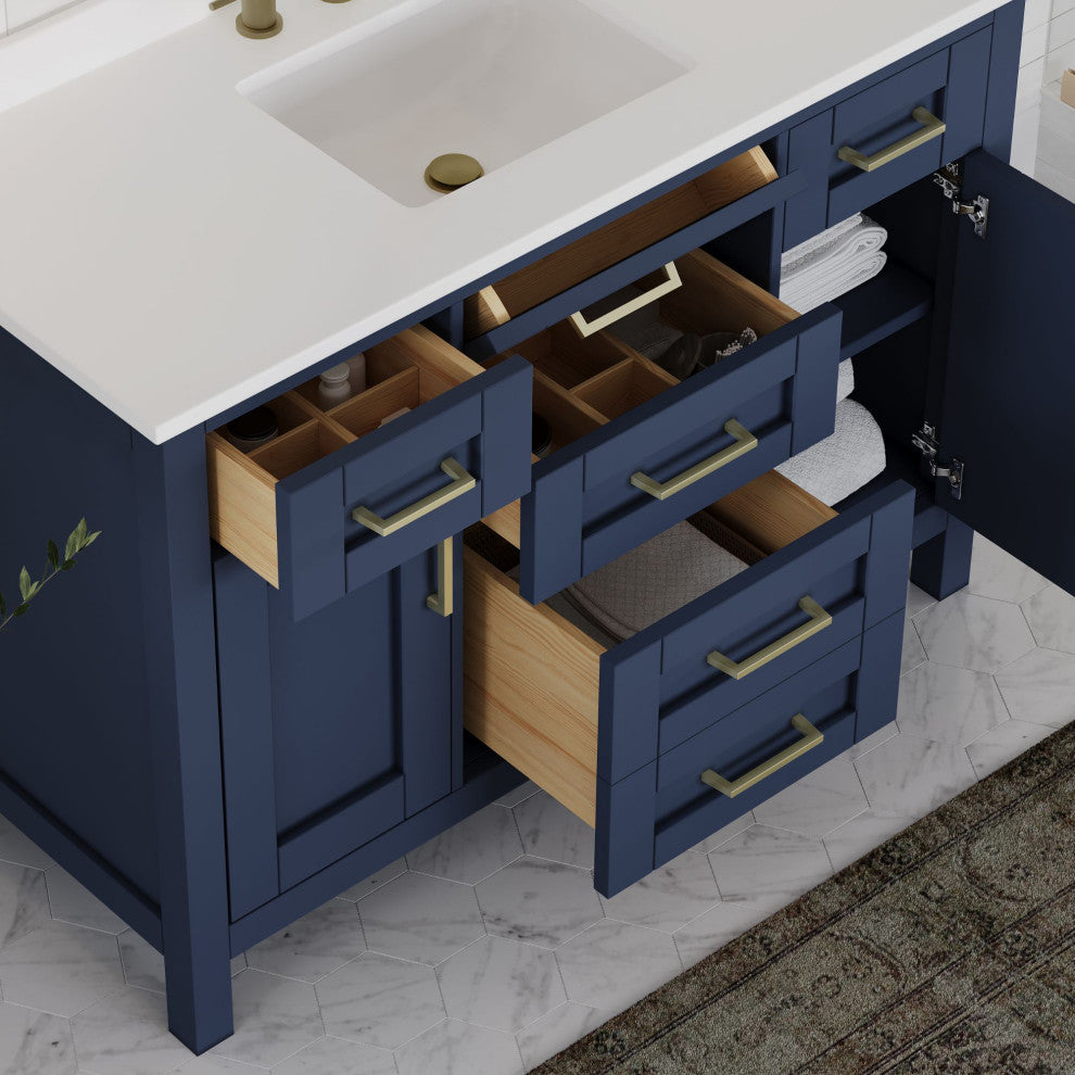 The Oswald Bathroom Vanity, Midnight Blue, 48", Single Sink, Freestanding