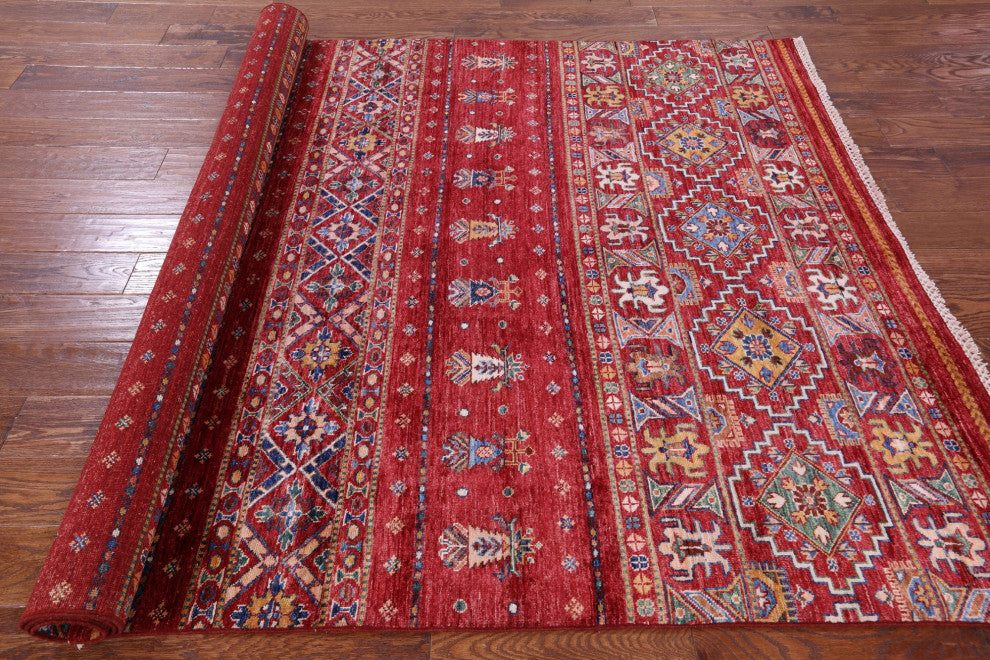 5' 8" X 8' 4" Super Kazak Khorjin Handmade Wool Rug - Q12913