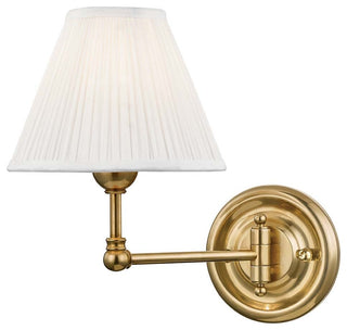Classic No.1 Swing-Arm Wall Sconce, Off-White Silk Shade, Aged Brass