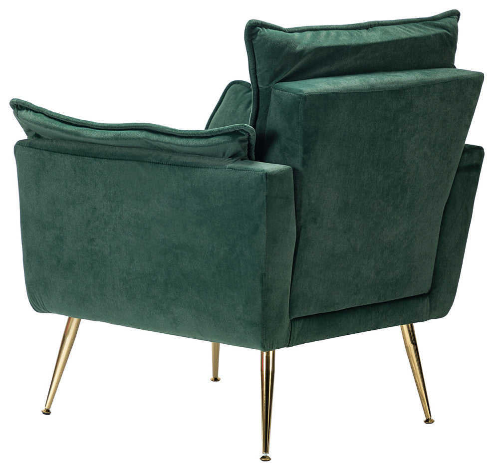 Contemporary Velvet Armchair Set of 2, Green