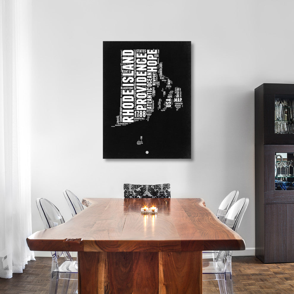 "Rhode Island Black and White Map" Fine Art Print