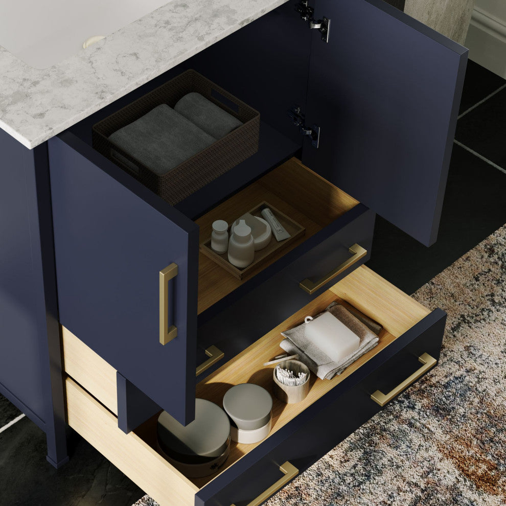 The Honor Bathroom Vanity, Gold, 30", Single Sink, Freestanding