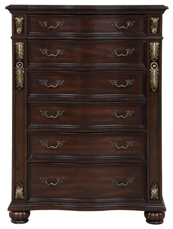 Furniture Maximus Solid Wood 6-Drawer Chest in Madeira