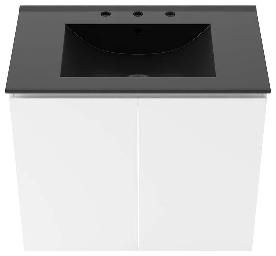Bryn 30" Wall-Mount Bathroom Vanity, White Black