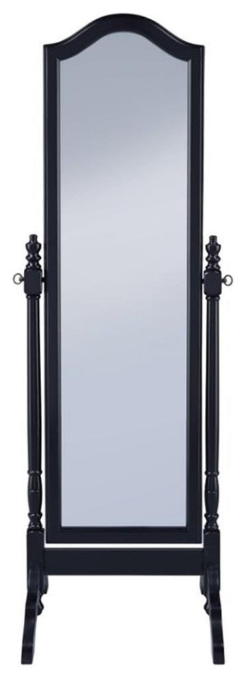 Coaster Contemporary Wood Cheval Mirror with Arched Top in Black