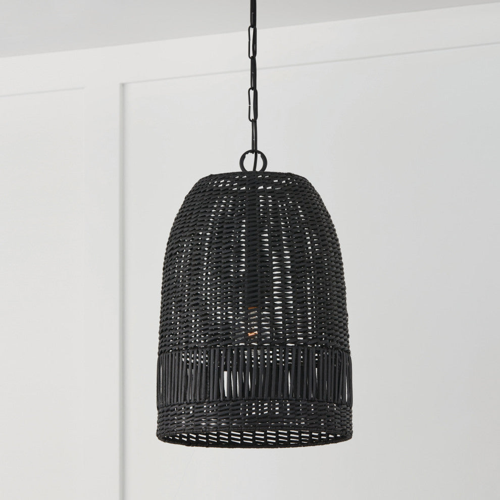 Capital Lighting 347512 Naomi 14"W Wood Pendant - Matte Black