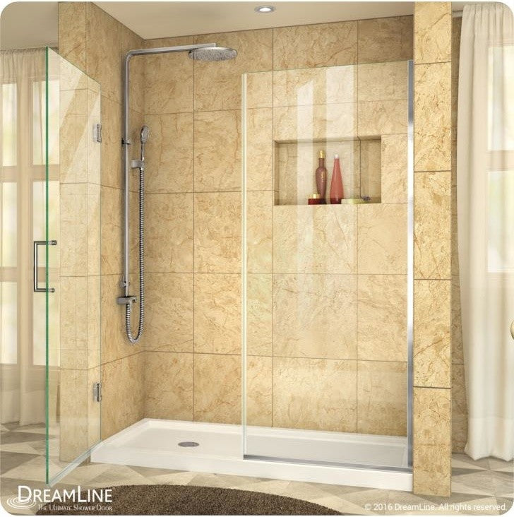 DreamLine Unidoor Plus 57.5" to 58"x72" Hinged Shower Door, Brushed Nickel
