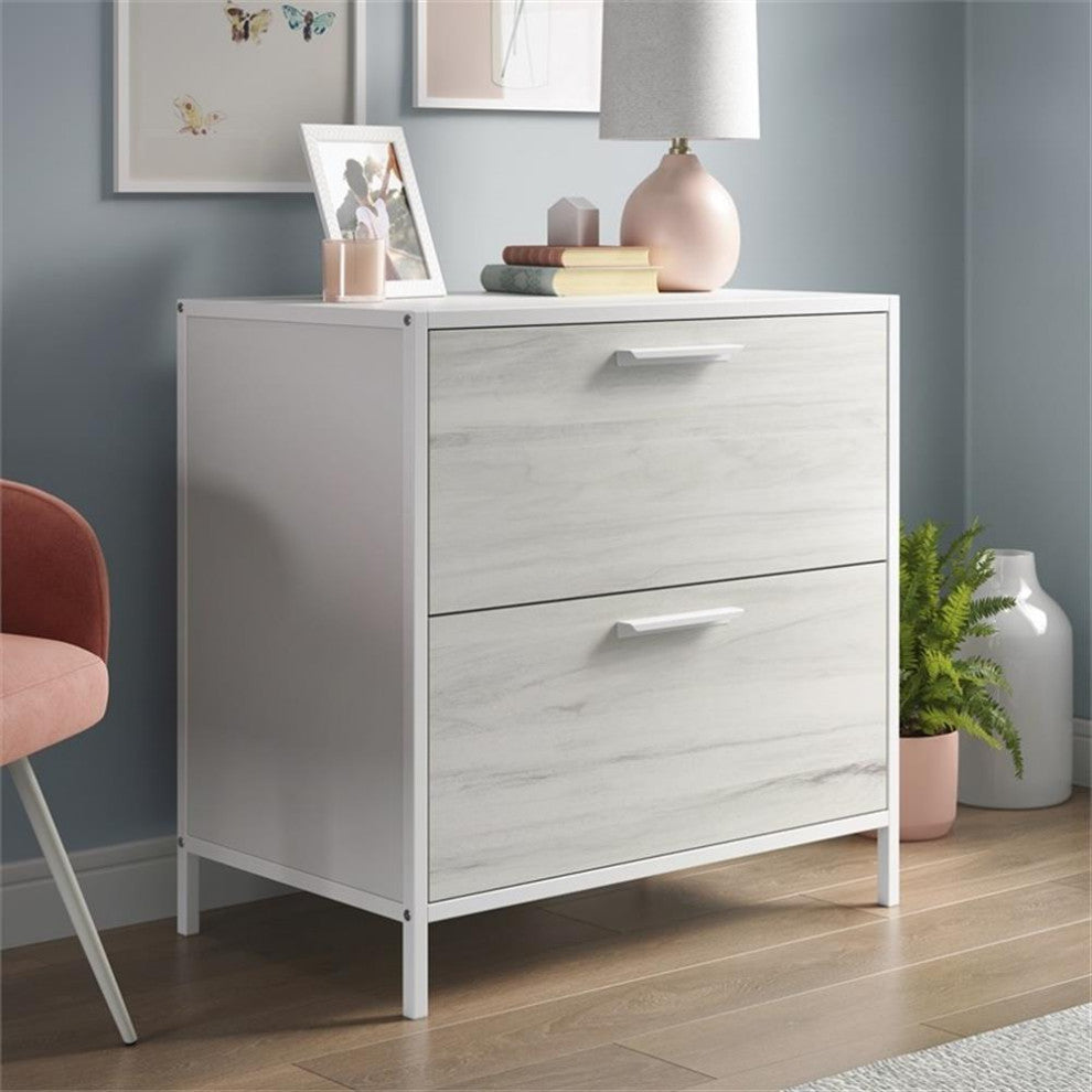 Boulevard Cafe Engineered Wood and Metal Lateral File in White/Haze