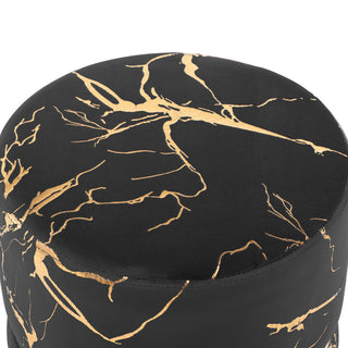 Luxury Hot Stamped Velvet Ottoman, Black