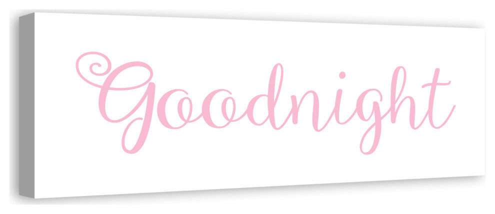 Goodnight 12"x36" Canvas Wall Art, Pink