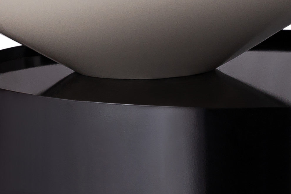 Damon White Metal Top Coffee Table, Matte Black Base
