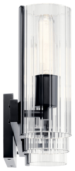 Jemsa 22.75" 3 Light Vanity With Clear Fluted Glass, Black