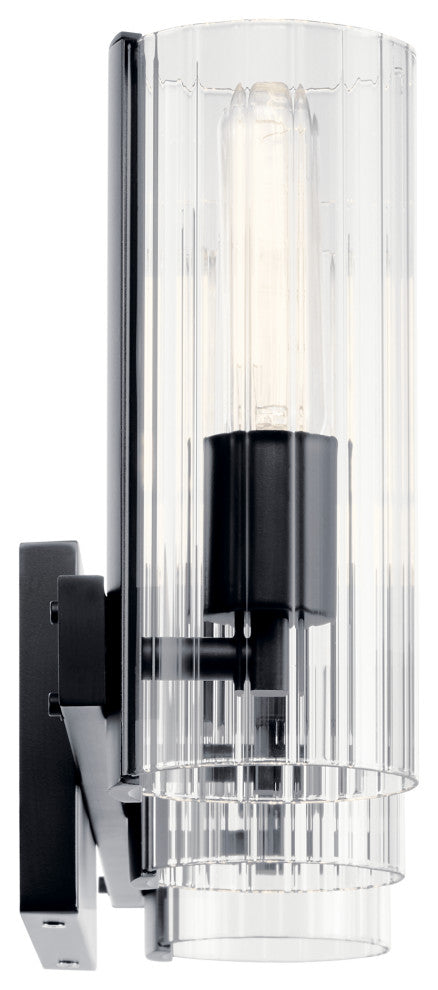 Jemsa 22.75" 3 Light Vanity With Clear Fluted Glass, Black