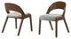 Polly Dining Accent Chairs, Walnut Finish and Gray Fabric, Set of 2