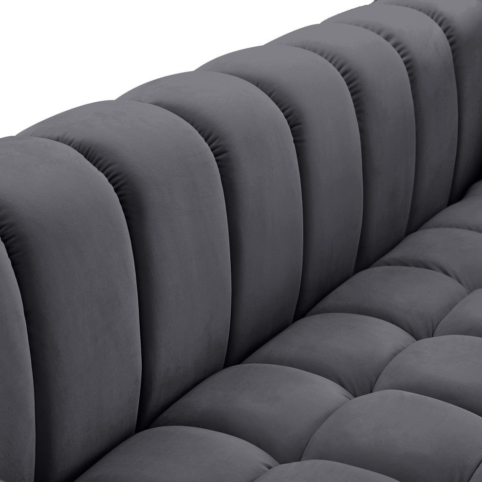 Gwen Velvet Upholstered Chair, Gray, Sofa