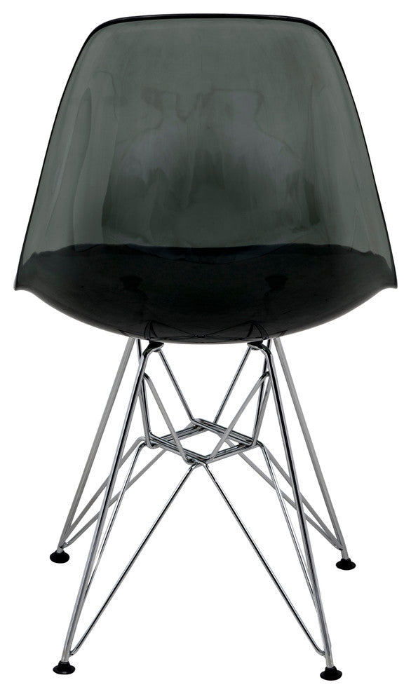 Cresco Acryclic Dining Side Chairs with Eiffel Legs Set of 2, Transparent Black